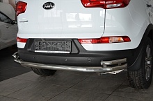 Защита заднего бампера угловая большая двойная d60/42 мм для Kia Sportage III