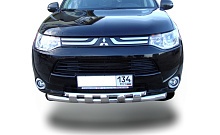 Защита переднего бампера двойная с перемычками d60/42 мм для Mitsubishi Outlander III Рестайлинг