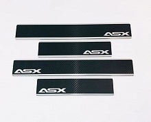 Накладки на пороги нержавеющая сталь под карбон 4шт. для Mitsubishi ASX I