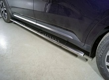 Пороги овальные с проступью 75х42 мм для Kia Carnival IV