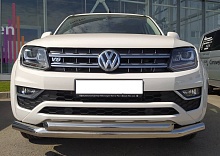 Защита переднего бампера двойная d76/60 мм для Volkswagen Amarok I Рестайлинг