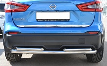 Защита заднего бампера двойная d60/42 мм для Nissan Qashqai II Рестайлинг