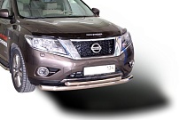 Защита переднего бампера двойная d76/60 мм для Nissan Pathfinder IV