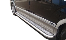 Пороги с накладным листом d53 мм для Hyundai Grand Starex I Рестайлинг 2