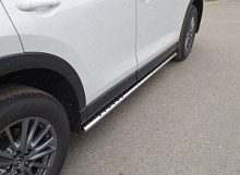 Пороги овальные с проступью 75х42 мм для Mazda CX-5 II Рестайлинг