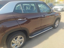 Пороги с накладным листом d53 мм для Hyundai Creta II