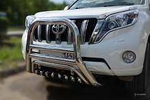 Защита переднего бампера скоба высокая+зубья d76/60/42 мм для Toyota Land Cruiser Prado 150 Series Рестайлинг 1