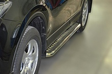 Пороги с накладным листом d53 мм для Toyota RAV4 IV (XA40) Рестайлинг