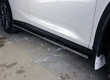 Пороги овальные с накладкой 75х42 мм для Lexus RX IV Рестайлинг