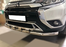Защита переднего бампера двойная с перемычками d60/42 мм для Mitsubishi Outlander III Рестайлинг 3