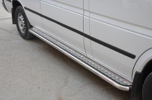 Пороги с накладным листом d53 мм для Mercedes-Benz Sprinter (T1N) I Рестайлинг