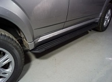 Пороги алюминиевые "Slim Line Black" 1720 мм для Haval H5 I