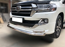 Защита переднего бампера двойная d76/42 мм для Toyota Land Cruiser 200 Series Рестайлинг 2