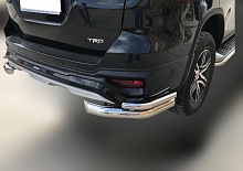 Защита заднего бампера двойная угловая d76/42 мм для Toyota Fortuner II