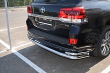 Защита заднего бампера угловая большая двойная d76/42 мм для Toyota Land Cruiser 200 Series Рестайлинг 2