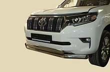 Защита переднего бампера двойная овал d76/75x42 мм для Toyota Land Cruiser Prado 150 Series Рестайлинг 2