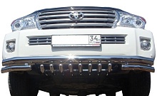 Защита переднего бампера тройная с защитой зубья d76/60/42 мм для Toyota Land Cruiser 200 Series Рестайлинг 1