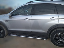 Пороги с накладным листом d53 мм для Chevrolet Captiva I Рестайлинг