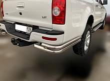 Защита заднего бампера угловая двойная d60/42 мм для JAC T6