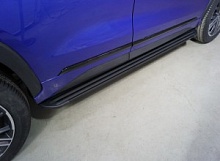 Пороги алюминиевые "Slim Line Black" 1820 мм для EXEED LX I Рестайлинг