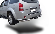 Защита заднего бампера угловая двойная d76/53 мм для Nissan Pathfinder III