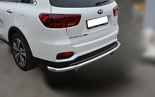 Защита заднего бампера угловая большая d60 мм для Kia Sorento III Prime Рестайлинг