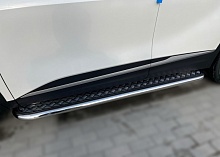 Пороги с накладным листом d53 мм для Kia Sportage V