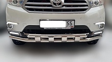 Защита переднего бампера с перемычками d60/60 мм для Toyota Highlander II (U40) Рестайлинг