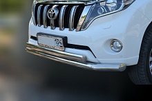Защита переднего бампера двойная овал d76/75x42 мм для Toyota Land Cruiser Prado 150 Series Рестайлинг 1