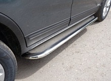 Пороги с площадкой (нерж. лист) 75х42 мм для Kia Sorento II Рестайлинг