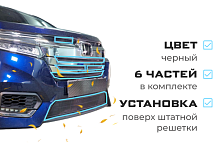 Комплект сеток black верх с камерой 5 частей и низ для Honda Stepwgn V Рестайлинг