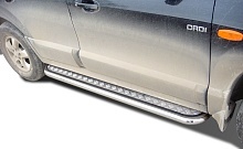 Пороги с накладным листом d53 мм для Hyundai Santa Fe Classic I