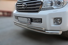 Защита переднего бампера двойная овал d76/75x42 мм для Toyota Land Cruiser 200 Series Рестайлинг 1