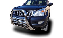 Защита переднего бампера скоба высокая+зубья d76/60/42 мм для Toyota Land Cruiser Prado 120 Series