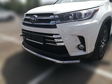 Защита переднего бампера с подгибами d60 мм для Toyota Highlander III (U50) Рестайлинг