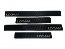 Накладки на пороги нержавеющая сталь под карбон 4шт. для Renault Logan I