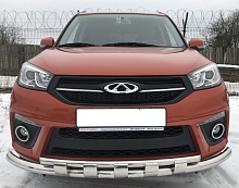 Защита переднего бампера двойная с перемычками d60/42 мм для Chery Tiggo 3 I
