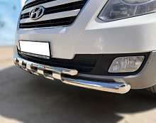 Защита переднего бампера двойная с перемычками d60/42 мм для Hyundai Grand Starex I