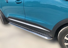 Пороги с накладным листом d53 мм для Chery Tiggo 7 Pro Max I Рестайлинг