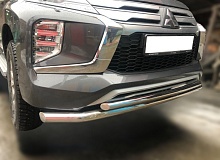 Защита переднего бампера двойная d60/42 мм для Mitsubishi Pajero Sport III Рестайлинг