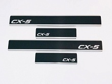 Накладки на пороги нержавеющая сталь под карбон 4шт. для Mazda CX-5 I