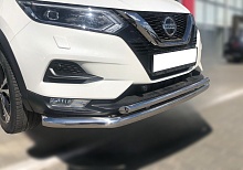 Защита переднего бампера двойная с двумя подгибами d60/42 мм для Nissan Qashqai II Рестайлинг