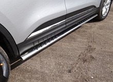 Пороги овальные с проступью 75х42 мм для Renault Koleos II