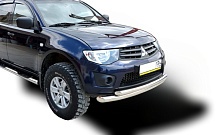 Защита переднего бампера двойная d76/60 мм для Mitsubishi L200 IV