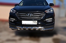 Защита переднего бампера G d60/60 мм для Hyundai Santa Fe III Рестайлинг