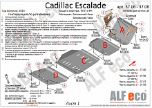 Защита картера, КПП и РК (4 части) для Cadillac Escalade V