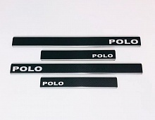 Накладки на пороги нержавеющая сталь под карбон 4шт.(с кузовом седан) для Volkswagen Polo V