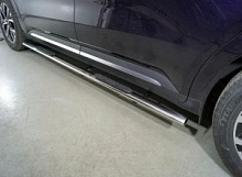 Пороги овальные с накладкой 75х42 мм для Kia Carnival IV