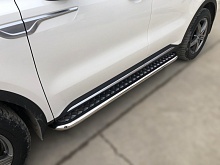 Пороги с накладным листом d53 мм для Kia Sorento IV