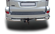 Защита заднего бампера угловая двойная d76/42 мм для Toyota Land Cruiser Prado 120 Series